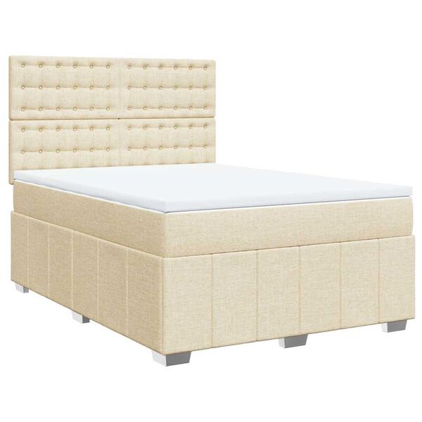 vidaXL Boxspring posteľ s matracom kr&eacute;mov&yacute; 140x190 cm l&aacute;tka
