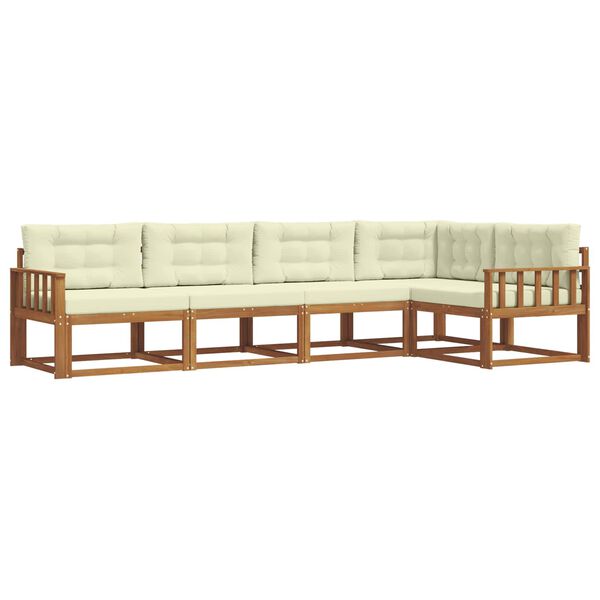 vidaXL Z&aacute;hradn&aacute; s&uacute;prava gaučov s vank&uacute;&scaron;om 5 pcs Pr&iacute;rodn&aacute; a kr&eacute;mov&aacute;