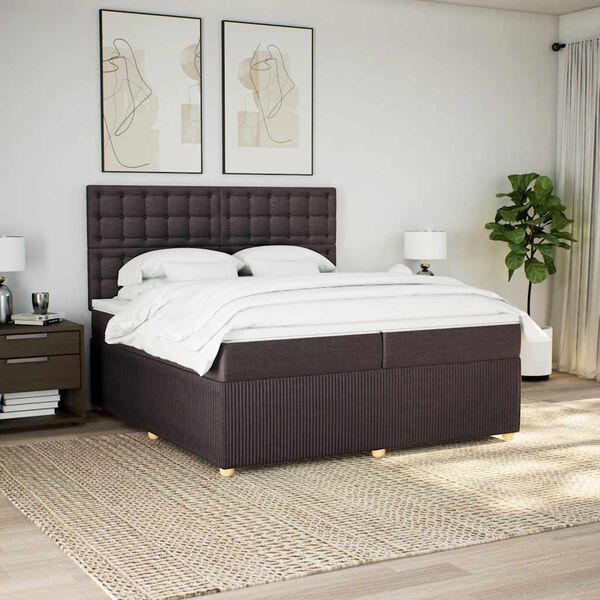 vidaXL Boxspring posteľ s matracom tmavohned&aacute; 200x200 cm l&aacute;tka