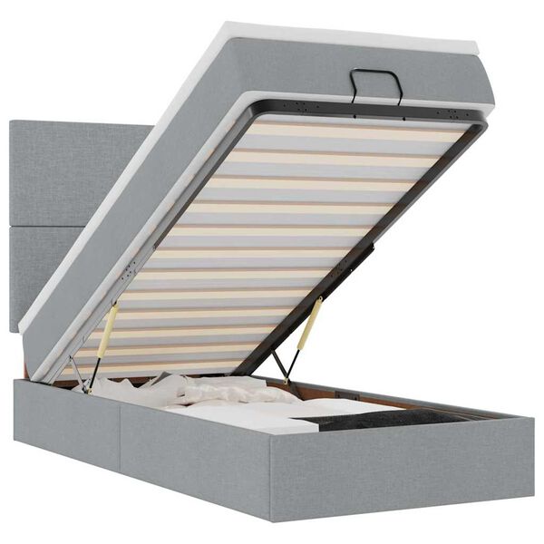 vidaXL Osmansk&yacute; r&aacute;m postele s matracom svetlosiv&aacute; 100x200 cm l&aacute;tka