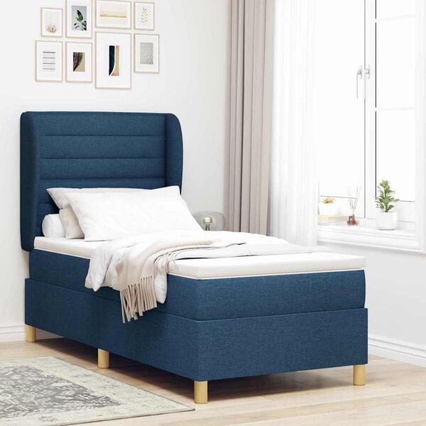 vidaXL Boxspring posteľ s matracom tmavo&scaron;ed&aacute; 90x190 cm Modr&aacute; l&aacute;tka