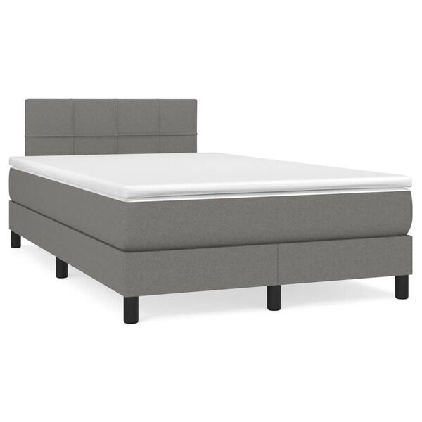 vidaXL Boxspring posteľ s matracom, tmavosiv&aacute; 120x190 cm, l&aacute;tka