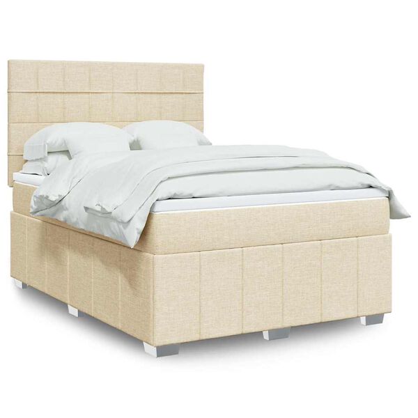 vidaXL Boxspring posteľ s matracom kr&eacute;mov&yacute; 140x190 cm l&aacute;tka