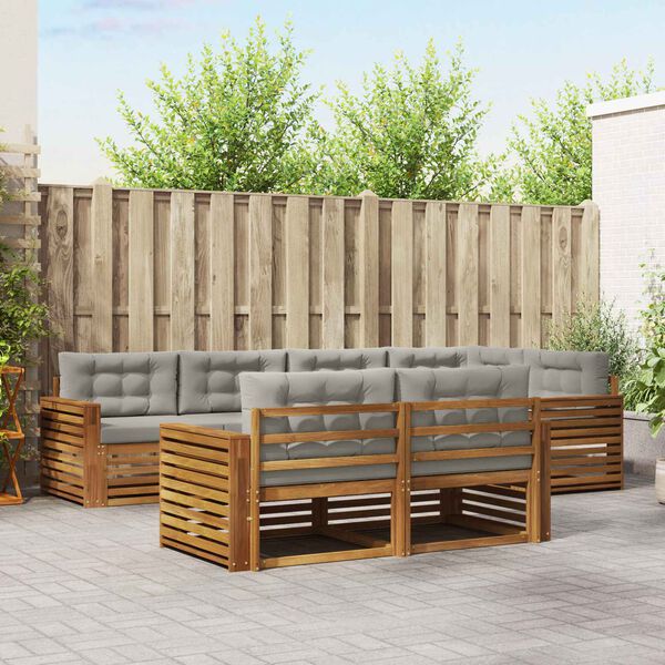 vidaXL Z&aacute;hradn&aacute; s&uacute;prava gaučov s vank&uacute;&scaron;om 7 pcs Pr&iacute;rodn&aacute; a svetlosiv&aacute;