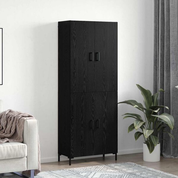 vidaXL Highboard Čierny dub 69,5 x 34 x 180 cm Kompozitn&eacute; drevo