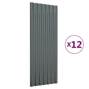vidaXL Stre&scaron;n&eacute; panely 12 ks pozinkovan&aacute; oceľ antracitov&eacute; 100x36 cm