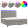 vidaXL Posteľ boxsping s matracom a LED bledosiv&aacute; 160x200 cm zamat
