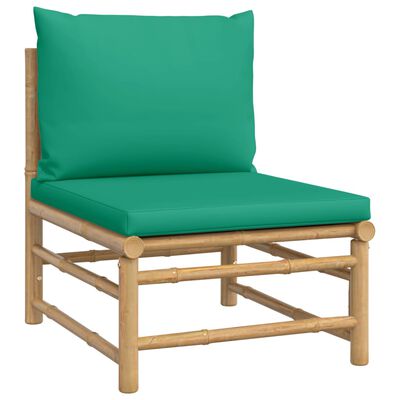 vidaXL 6-dielna záhradná sedacia súprava zelené vankúše bambus