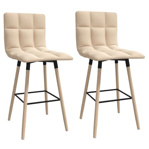 vidaXL Barové stoličky 2 ks krémové látkové