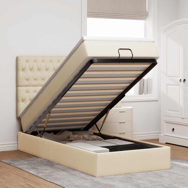 vidaXL Osmansk&yacute; r&aacute;m postele s matracom kr&eacute;mov&aacute; 90x190 cm l&aacute;tka