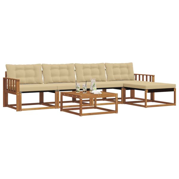 vidaXL Z&aacute;hradn&aacute; s&uacute;prava gaučov s vank&uacute;&scaron;om 6 pcs Pr&iacute;rodn&aacute; a b&eacute;žov&aacute;