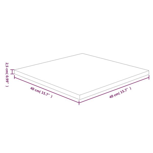 vidaXL Štvorcová stolová doska tmavohnedá 40x40x2,5 cm lakovaný dub