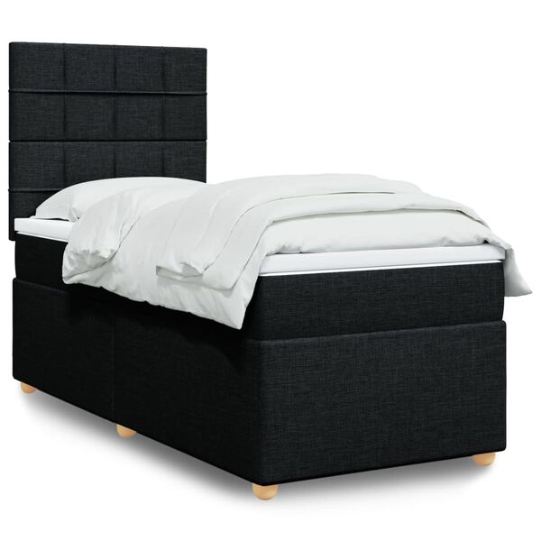 vidaXL Posteľn&yacute; r&aacute;m boxspring s matracom čierny 90x190 cm l&aacute;tka