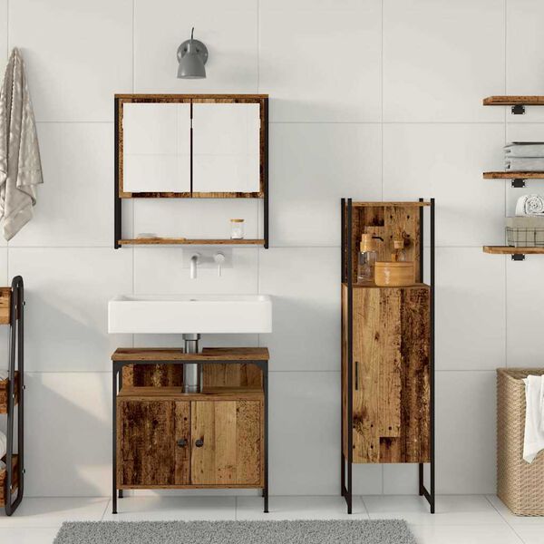 vidaXL Sada k&uacute;peľňov&eacute;ho n&aacute;bytku N&aacute;stenn&yacute; 3 pcs Hned&aacute; Kompozitn&eacute; drevo