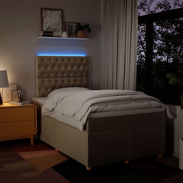 vidaXL Boxspring posteľ s matracom kr&eacute;mov&yacute; 120x200 cm l&aacute;tka