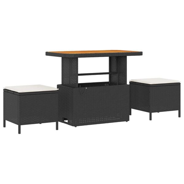 vidaXL Záhradný jedálenský set Čierna Poly ratan