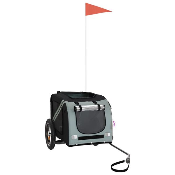 vidaXL Cyklovozík pre zvieratá, sivo čierny, oxfordská látka, železo