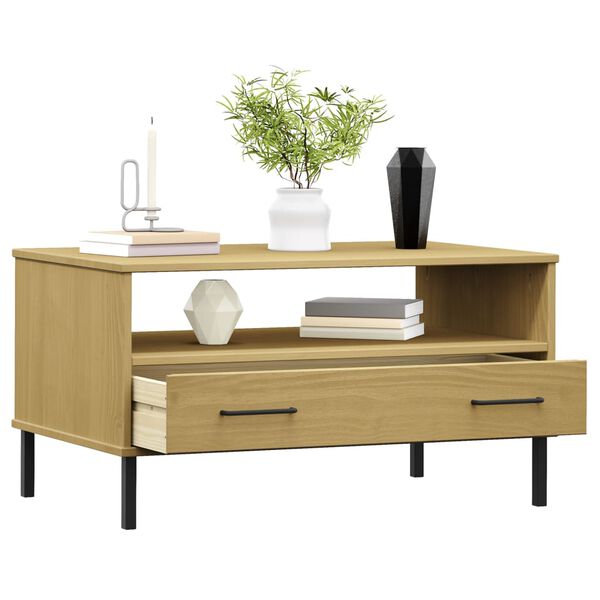 vidaXL Konferenčný stolík hnedý 85x50x45 cm masívne drevo OSLO