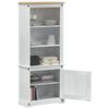vidaXL Highboard Biela 74 x 38 x 170 cm Mas&iacute;vne borovicov&eacute; drevo