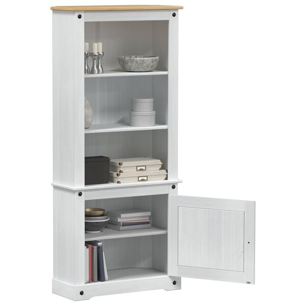 vidaXL Highboard Biela 74 x 38 x 170 cm Mas&iacute;vne borovicov&eacute; drevo