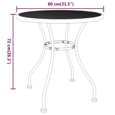 vidaXL Záhradný stôl Ø80x72 cm sieťovina z expandovaného kovu antracit