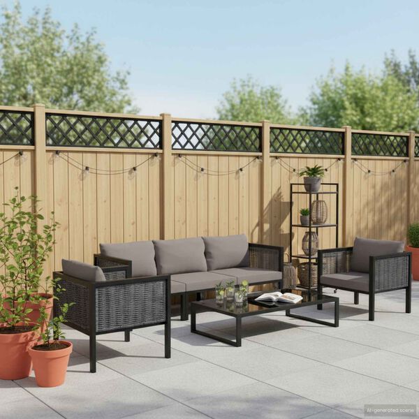 vidaXL 6-dielna záhradná sedacia súprava s podložkami polyratan antracitová