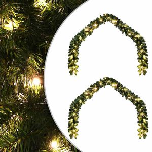 vidaXL Vianočná girlanda s 600 LED-i 2 pcs Zelená PVC