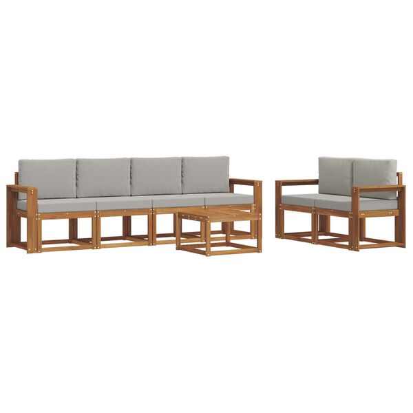 vidaXL Z&aacute;hradn&aacute; s&uacute;prava gaučov s vank&uacute;&scaron;om 7 pcs Pr&iacute;rodn&aacute; a svetlosiv&aacute;