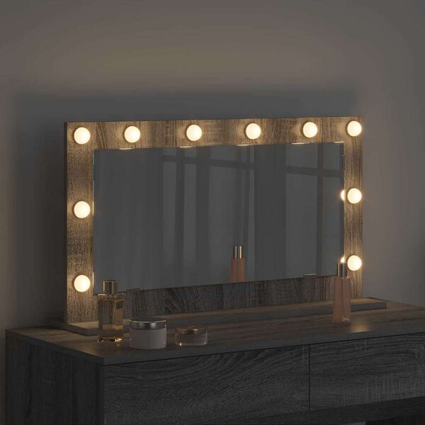 vidaXL Toaletné zrkadlo so zrkadlom Sivý Sonoma 80 x 45 x 18 cm