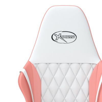 vidaXL Masážna herná stolička biela a ružová umelá koža