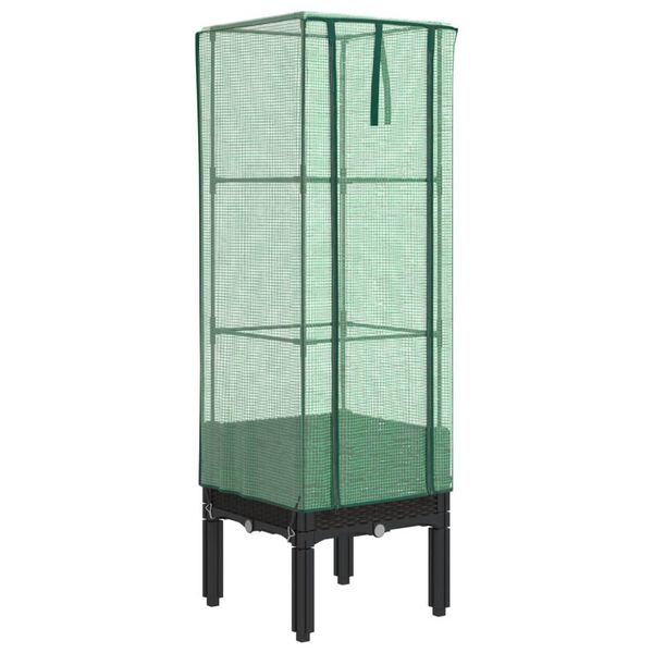 vidaXL Záhon s krytom na skleník ratanový vzhľad 40x40x140 cm