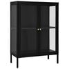 vidaXL Komoda čierna 75x35x105 cm oceľ a sklo
