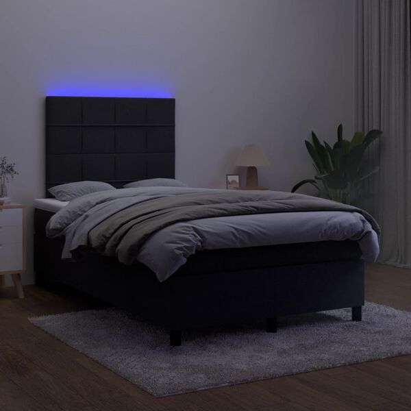vidaXL Boxspring posteľ s matracom a LED, čierna 120x190 cm, zamat