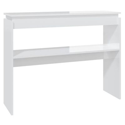 vidaXL Konzolový stolík lesklý biely 102x30x80 cm drevotrieska