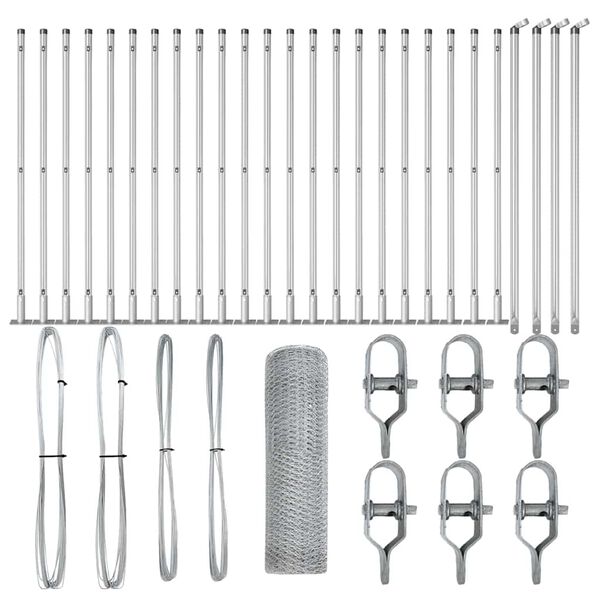 vidaXL Stĺp na plot. Strieborn&aacute; 50 x 0,8 m (25 mm sieť) Oceľ