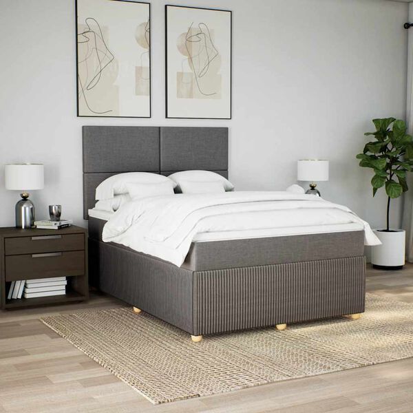 vidaXL Posteľn&yacute; r&aacute;m boxspring s matracom sivohned 160x200 cm l&aacute;tka