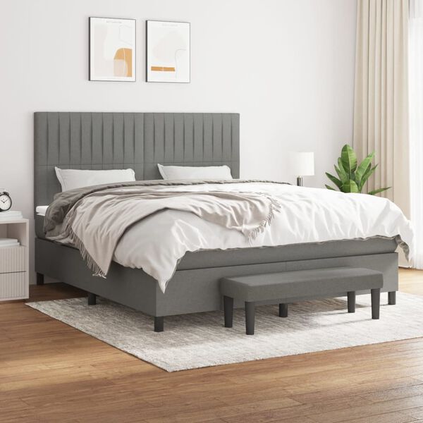 vidaXL Boxspring posteľ s matracom tmavosiv&aacute; 160x200 cm l&aacute;tka