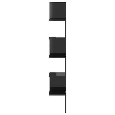 vidaXL Nástenná rohová polica, lesklá čierna 20x20x127,5 cm