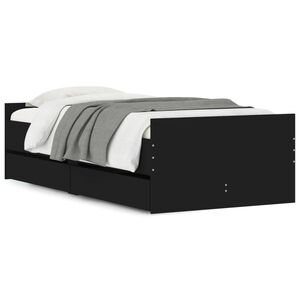 vidaXL R&aacute;m postele so z&aacute;suvkami čierny 75x190 cm mal&eacute; jednol&ocirc;žko