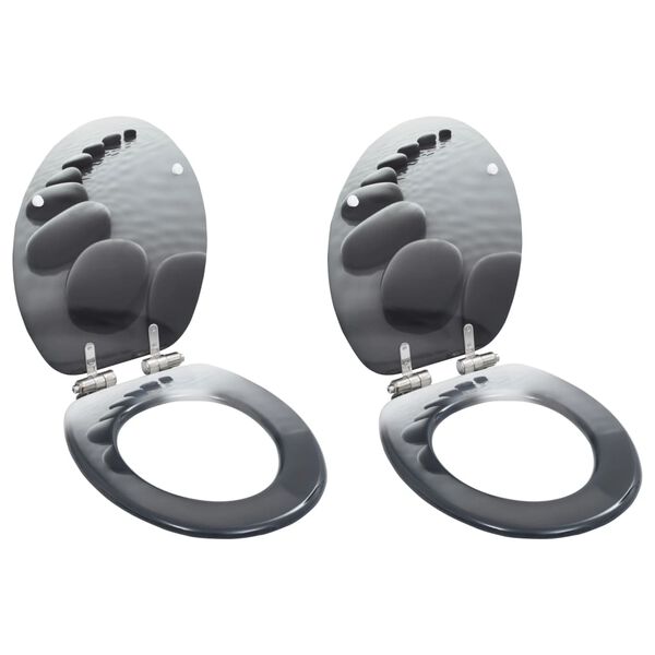 vidaXL WC sedadlá s pomalým sklápaním 2 ks, MDF, motív kameňov