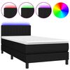 vidaXL Posteľ boxsping s matracom a LED čierna 100x200 cm l&aacute;tka