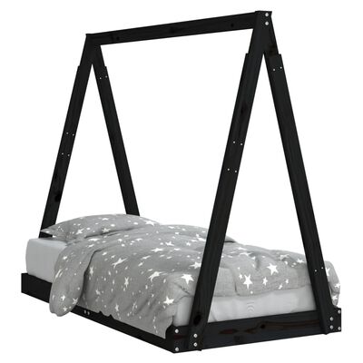 vidaXL Rám detskej postele čierny 70x140 cm masívna borovica