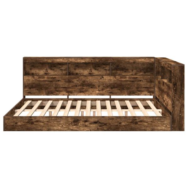 vidaXL Knižnica posteľ Tmav&yacute; dub 140 x 200 cm Kompozitn&eacute; drevo