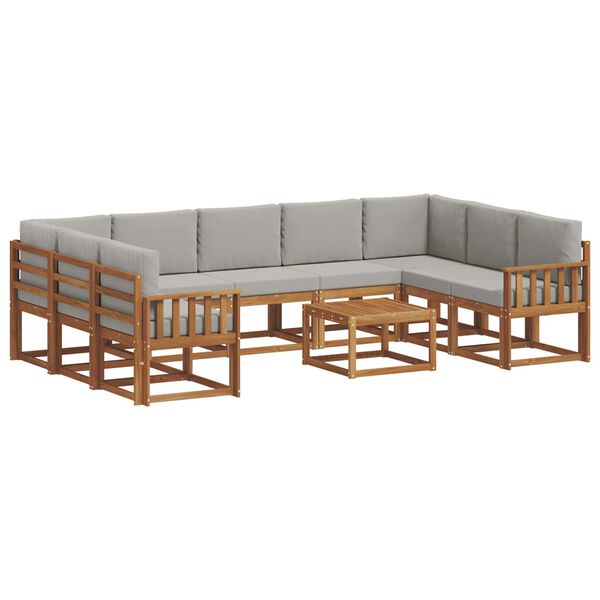 vidaXL Z&aacute;hradn&aacute; s&uacute;prava gaučov s vank&uacute;&scaron;om 10 pcs Pr&iacute;rodn&aacute; a svetlosiv&aacute;