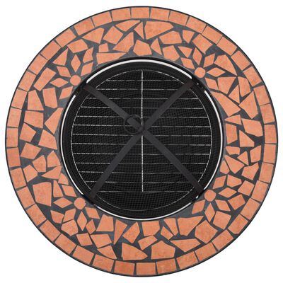 vidaXL Mozaikové ohnisko so stolom, tehlové 68 cm, keramika