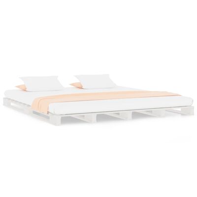 vidaXL Paletová posteľ, biela 140x190 cm, borovicový masív