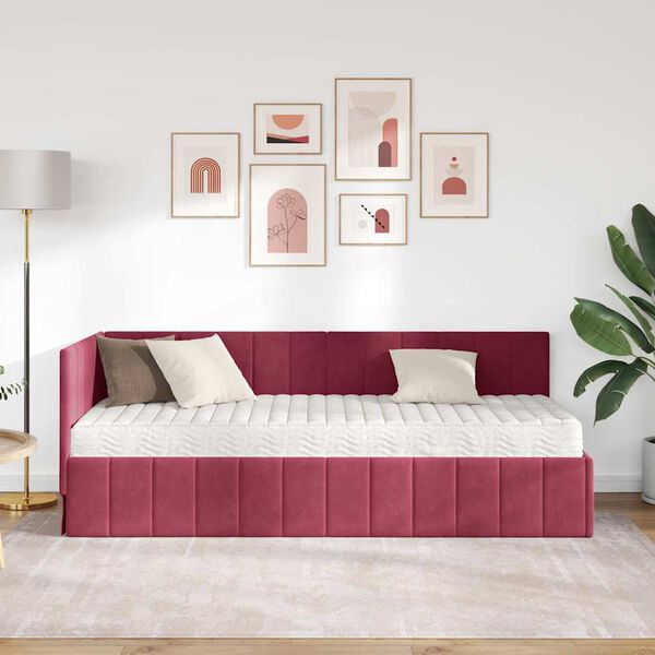 vidaXL Rohový rám postele s matracom s matracmi 2 pcs Zelená Zamat