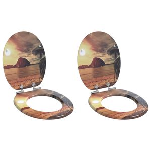 vidaXL WC sedadlo 2 pcs Oranžov&aacute; 44 x 38 cm MDF doska