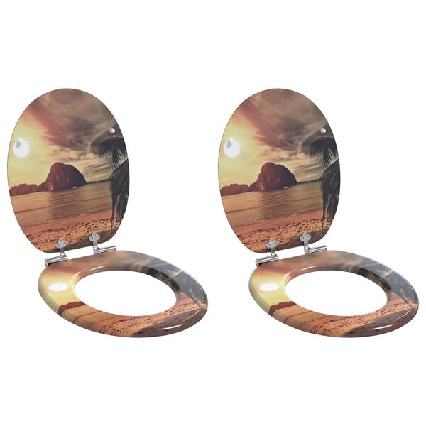 vidaXL WC sedadlo 2 pcs Oranžov&aacute; 44 x 38 cm MDF doska