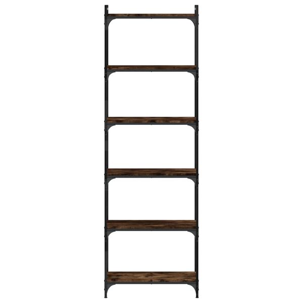 vidaXL Knižnica, 6 pol&iacute;c, tmav&yacute; dub 60x30x188 cm, kompozitn&eacute; drevo